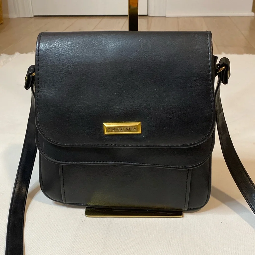 Dolce Vita Black Leather Crossbody - Picture 1 of 13
